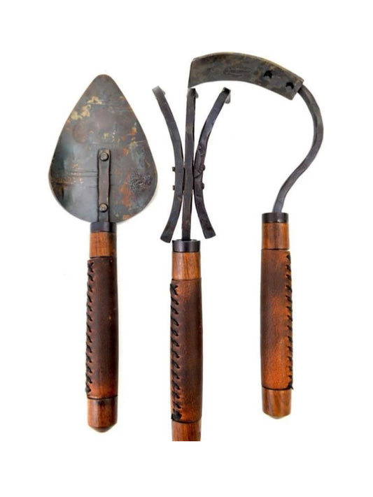 Fisher Blacksmithing Limited Edition Walnut and Hand Stitched Leather Gift Set Weston Table