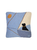 Follow the Sun Black Lab Hooked Wool Pillow Weston Table