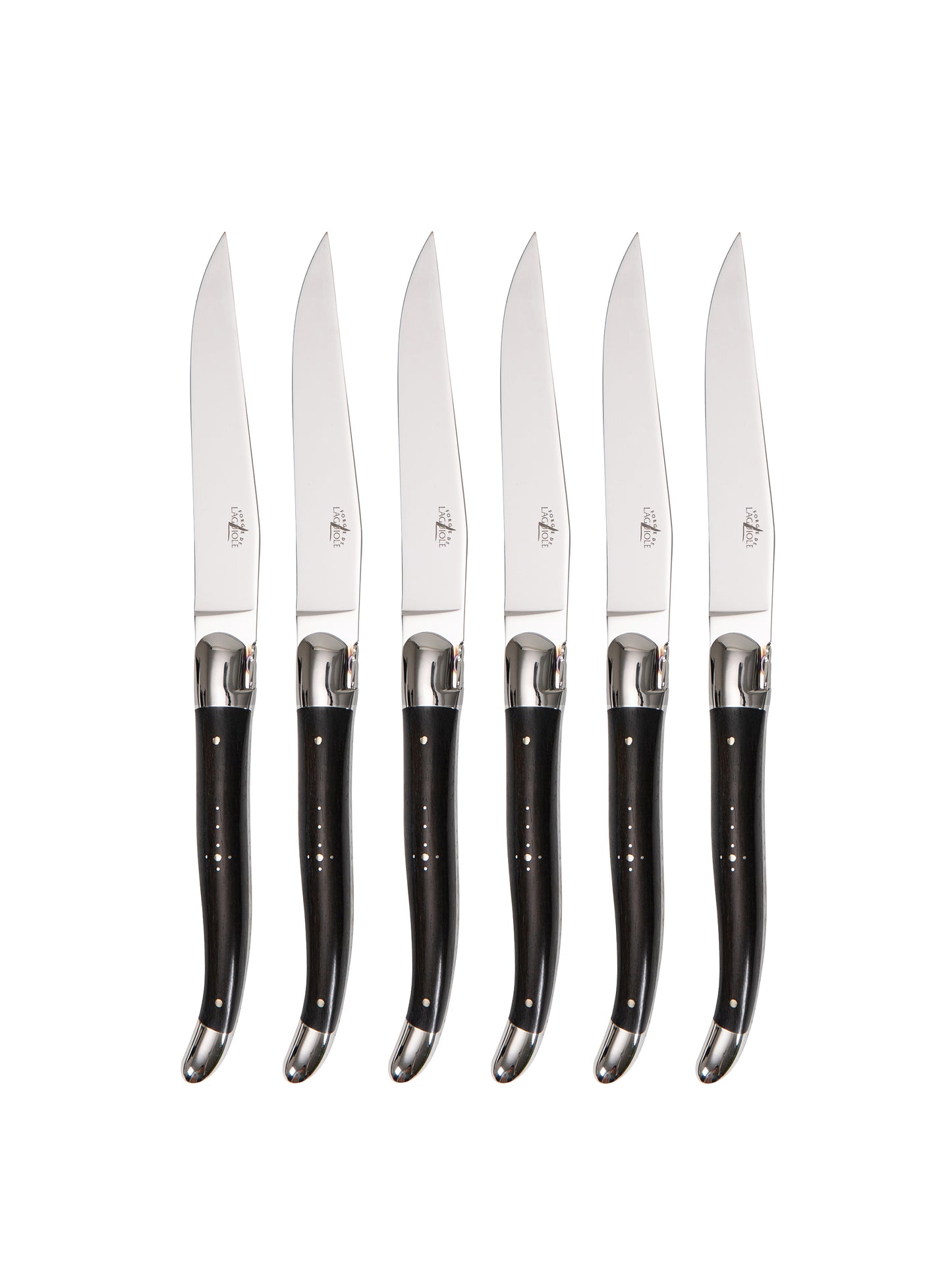 Forge de Laguiole Ebony Wood Steak Knife Set Weston Table