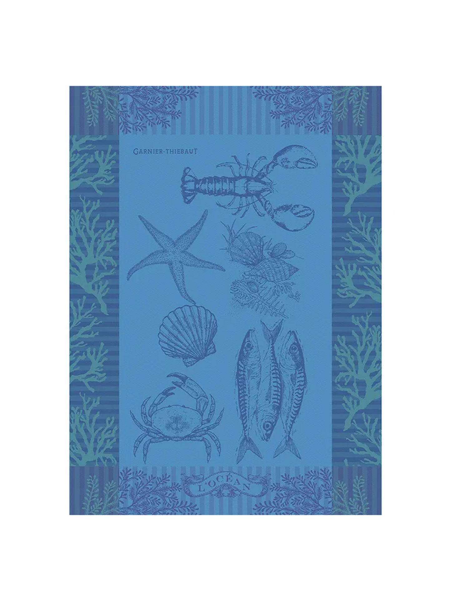 Garnier-Thiebaut Blue Ocean Jacquard Kitchen Towel Weston Table