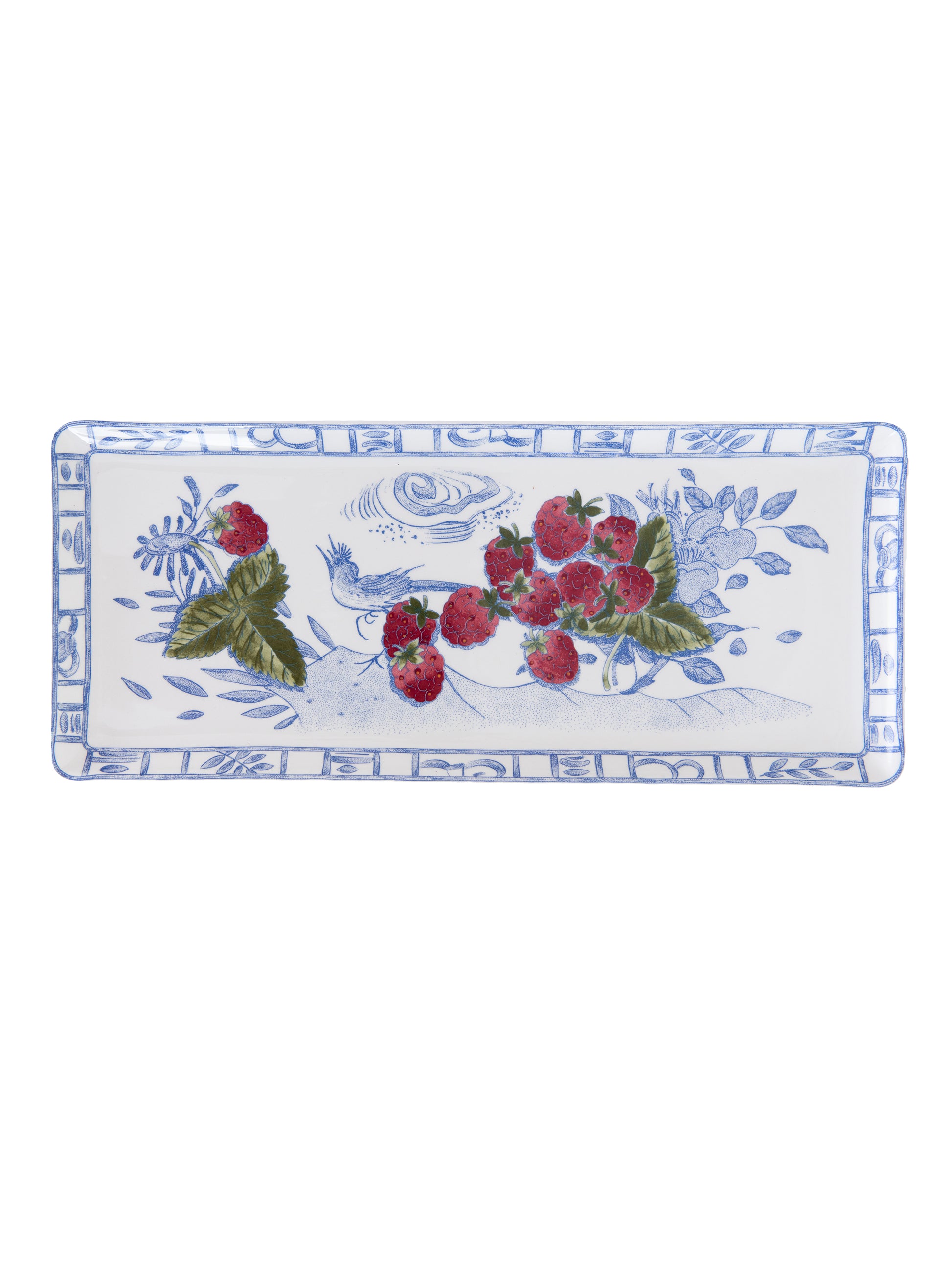 Gien Oiseau Blue Fruits Oblong Tray Weston Table