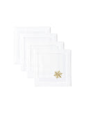 Embroidered Gold Snowflake Cocktail Napkin Set Weston Table