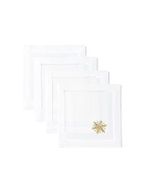  Embroidered Gold Snowflake Linen Collection 