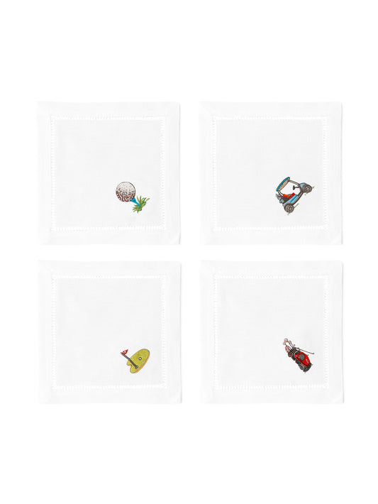 Embroidered Golf Cocktail Napkins