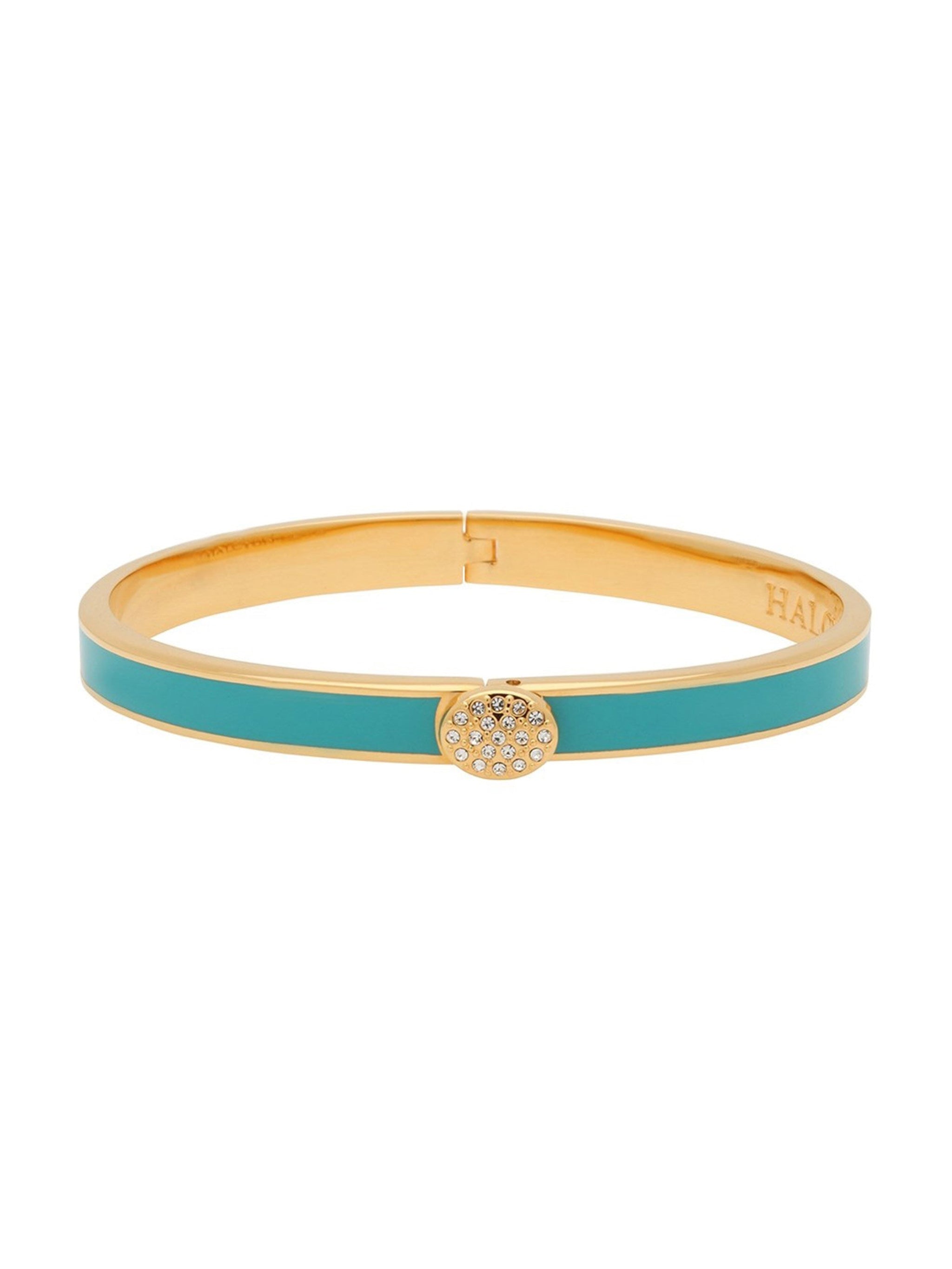 Shop the Halcyon Days Skinny Plain Pave Button Bangle at Weston Table