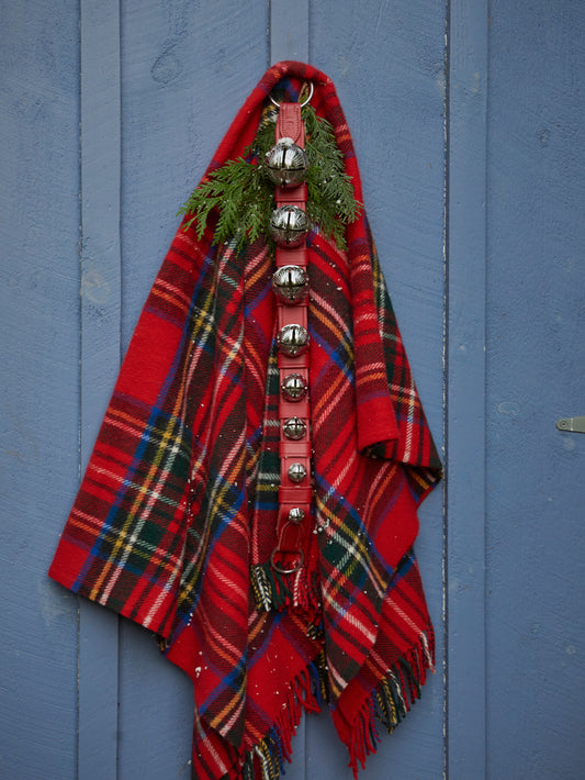 Heirloom Sleigh Bells with Red Leather Straps Weston Table