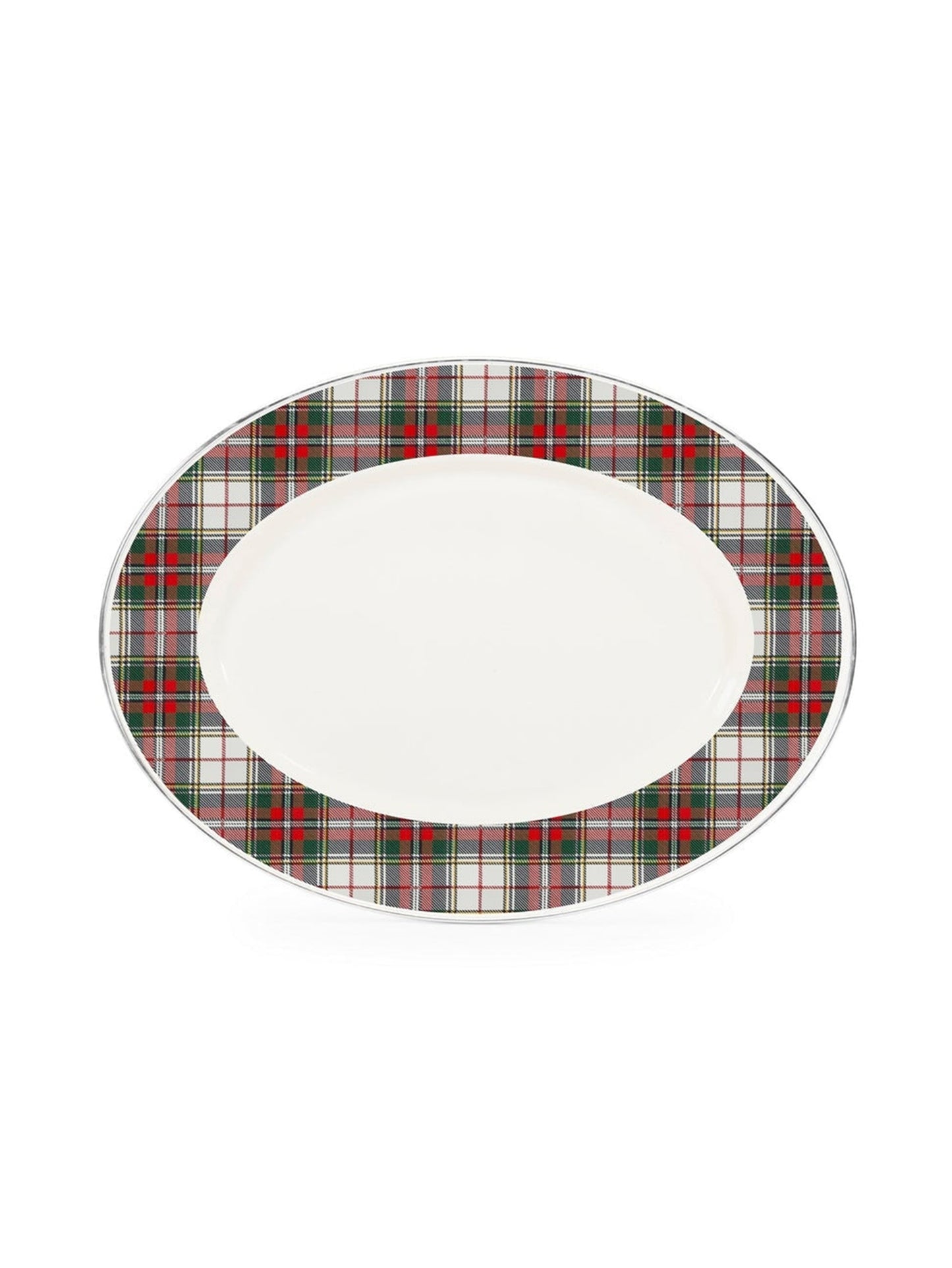 Highland Plaid Oval Enamelware Platter Weston Table