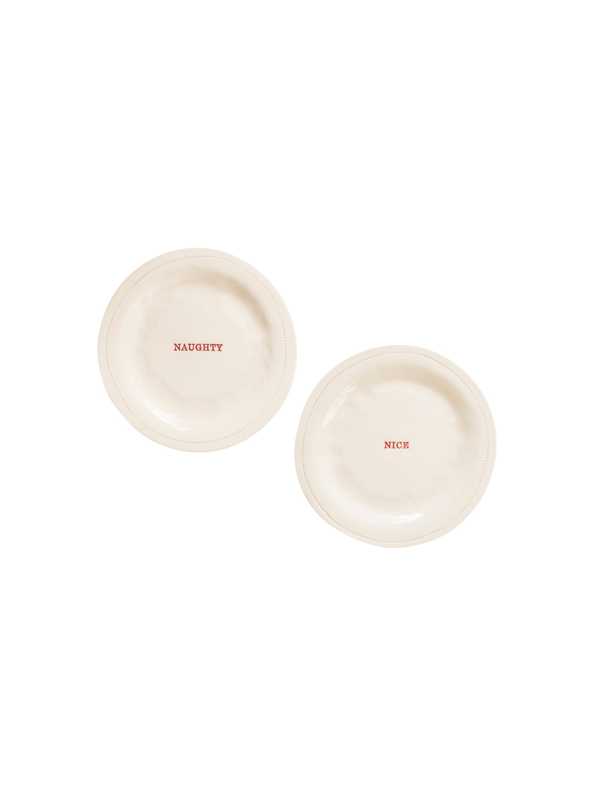 WT Holiday Canapé Plates Naughty Nice Red Weston Table