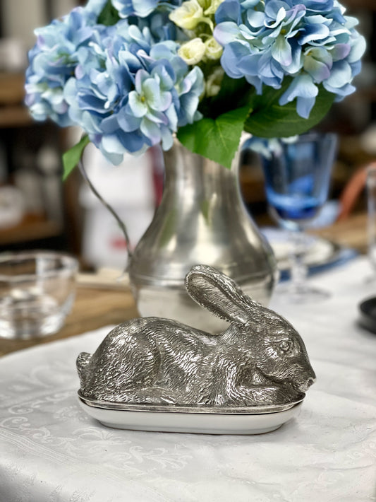 Pewter Rabbit Butter Dish Weston Table