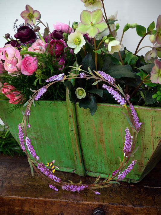 Lavender and Bee Wreath Garden Art Weston Table
