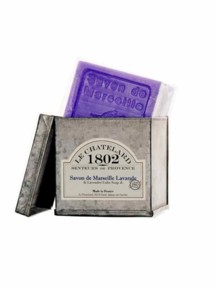 Le Chatelard Lavender Soap Cube in Metal Tin Weston Table