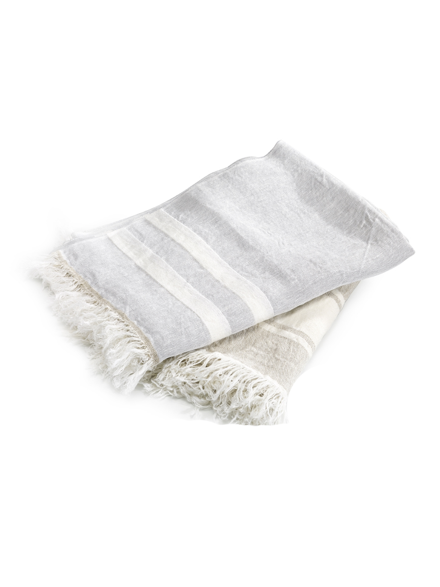 Libeco Belgian Towel Grey Stripe Weston Table