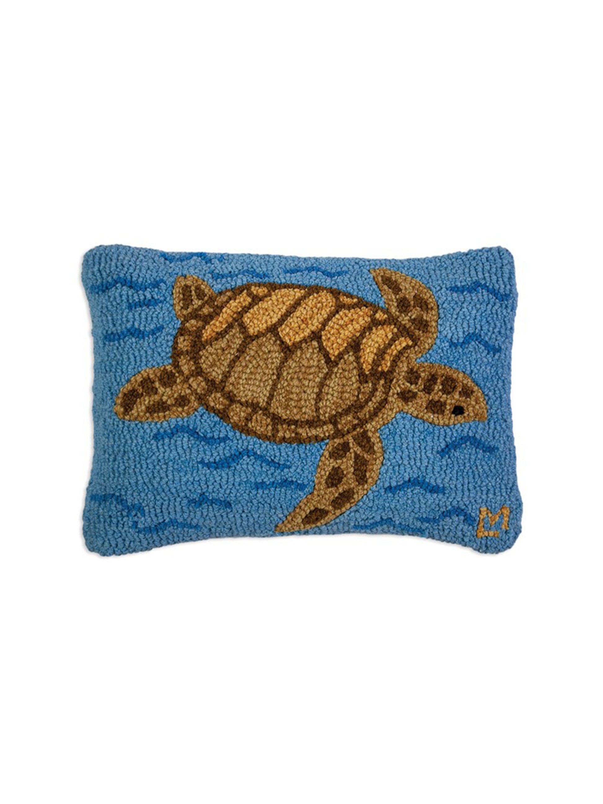 Loggerhead Turtle Hooked Wool Pillow Weston Table