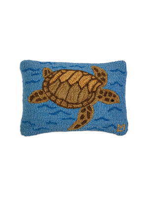  Loggerhead Turtle Hooked Wool Pillow Weston Table 