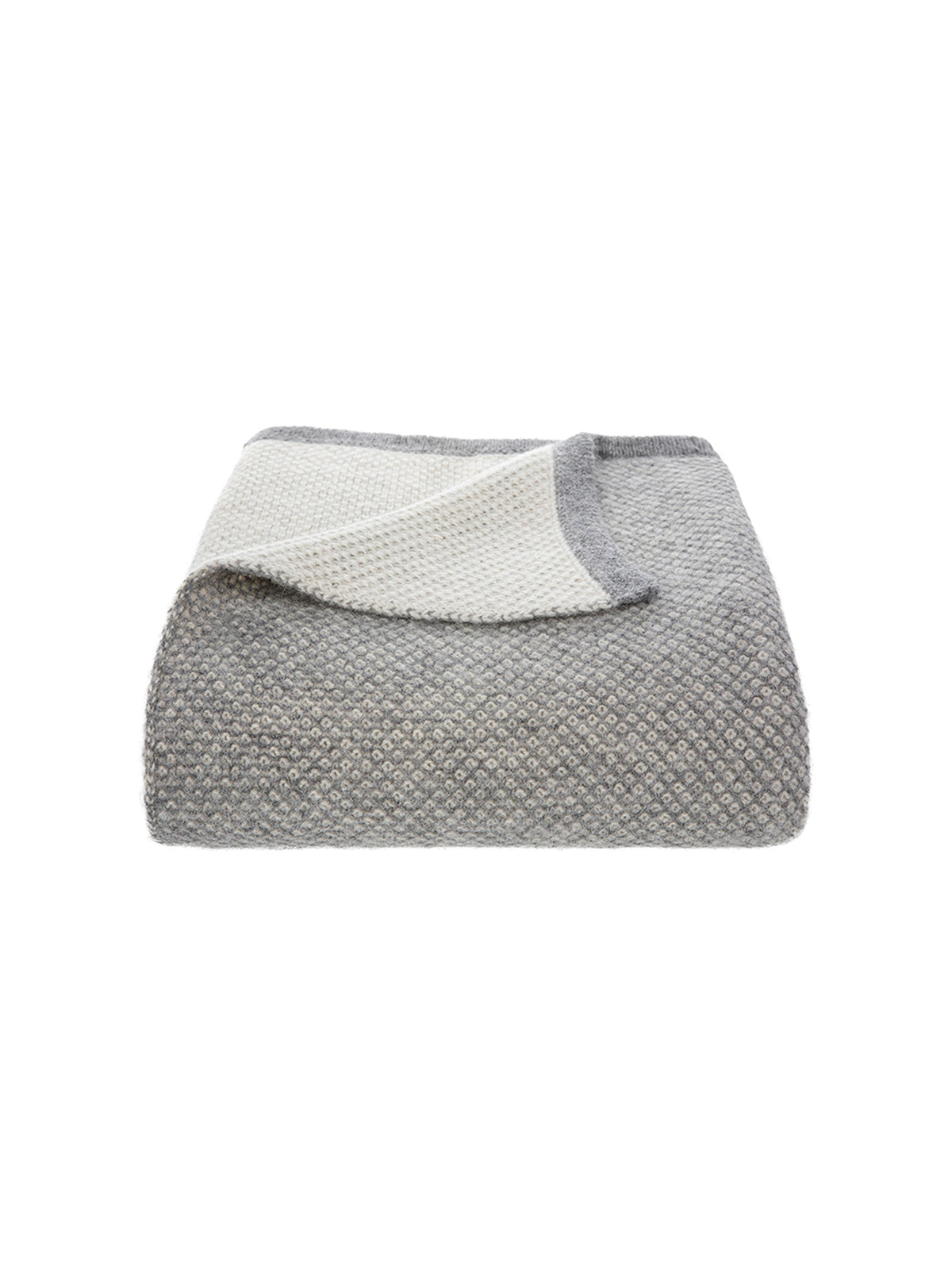 London Baby Alpaca Throw Soft Grey and Cream Weston Table