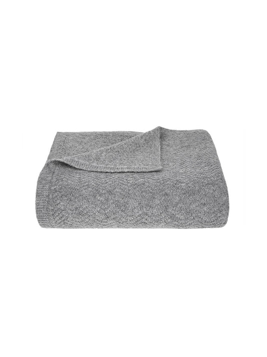London Wave Knitted Baby Alpaca Throw Oatmeal Weston Table