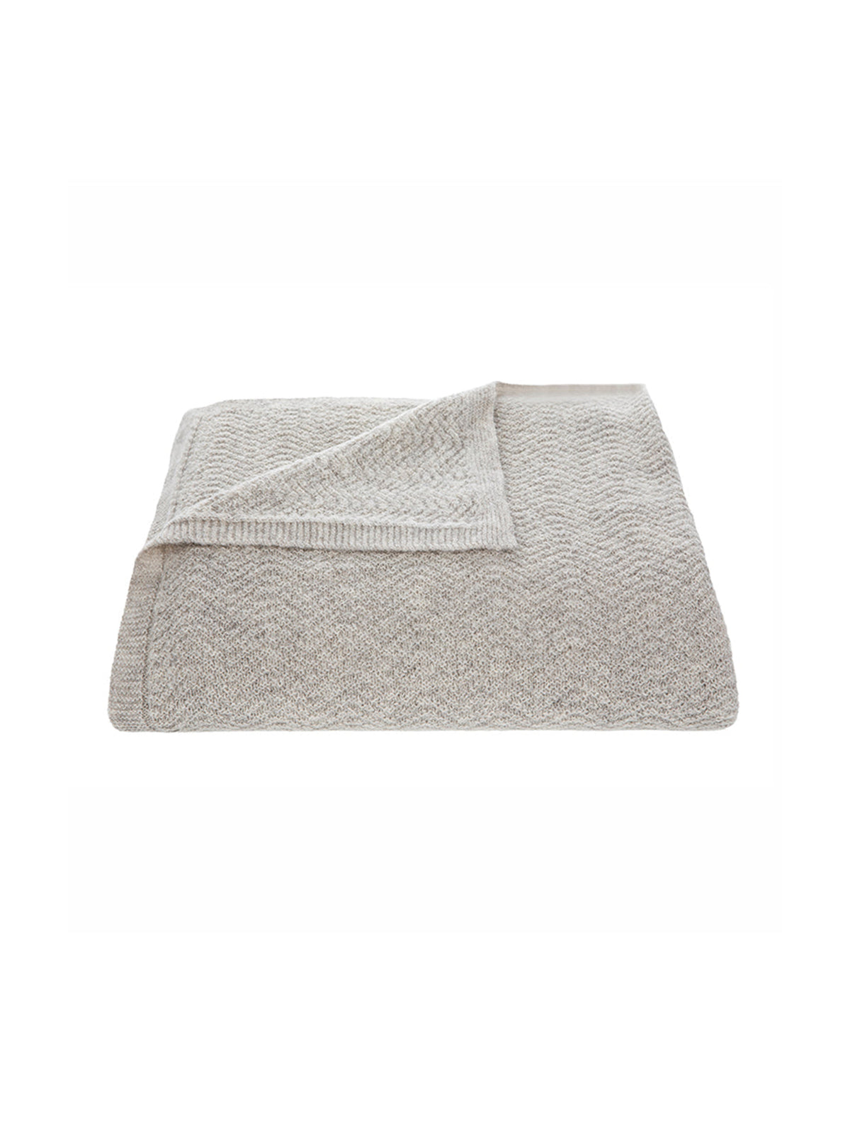 London Wave Knitted Baby Alpaca Throw Oatmeal Weston Table