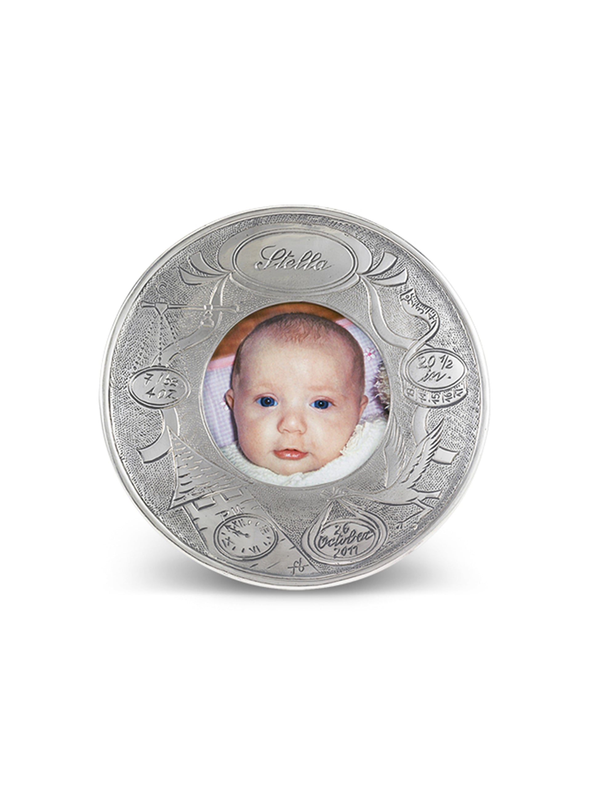 MATCH Pewter Custom Engraved Baby Frame Weston Table