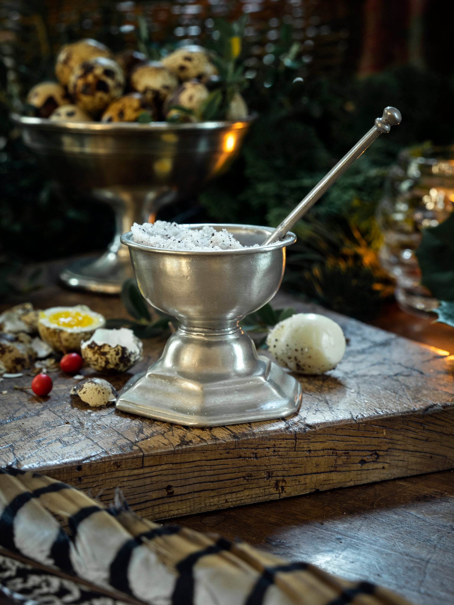 MATCH Pewter Footed Salt Cellar with Spoon Weston Table