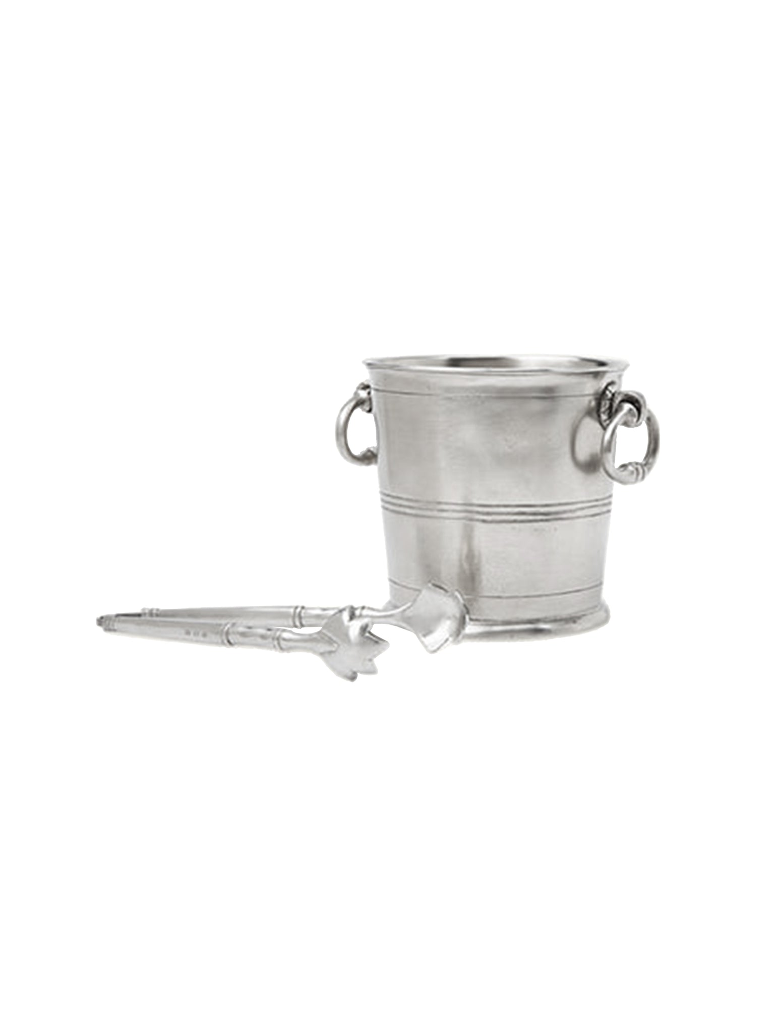 MATCH Pewter Ice Bucket with Rings with Tongs Set Weston Table