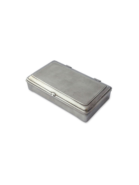MATCH Pewter Rectangle Lidded Box with Leather Weston Table