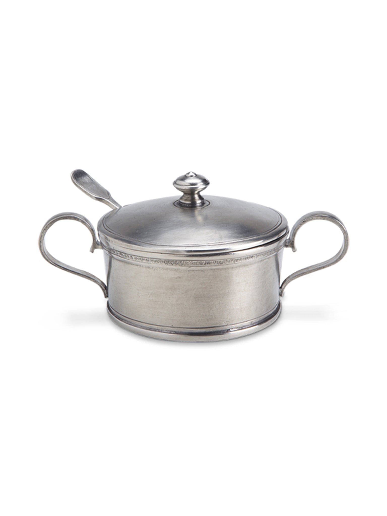 MATCH Pewter Sugar Bowl with Handles and Spoon Weston Table