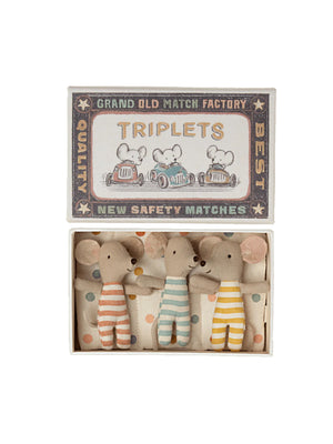  Maileg Baby Mice Triplets in Matchbox Weston Table 