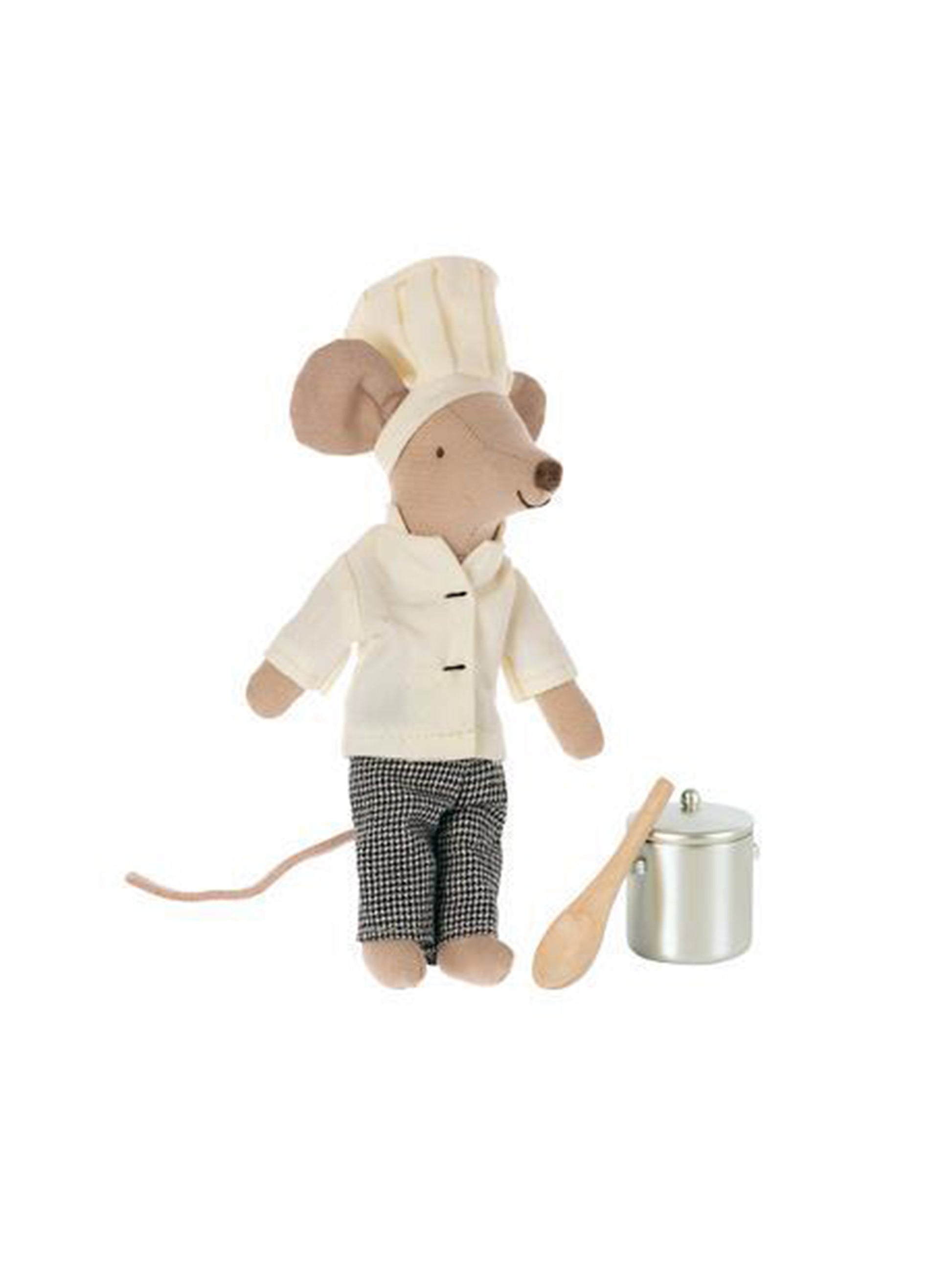 MAILEG CHEF MOUSE WITH POT AND SPOON MAILEG CHEF MOUSE WITH POT AND SPOON