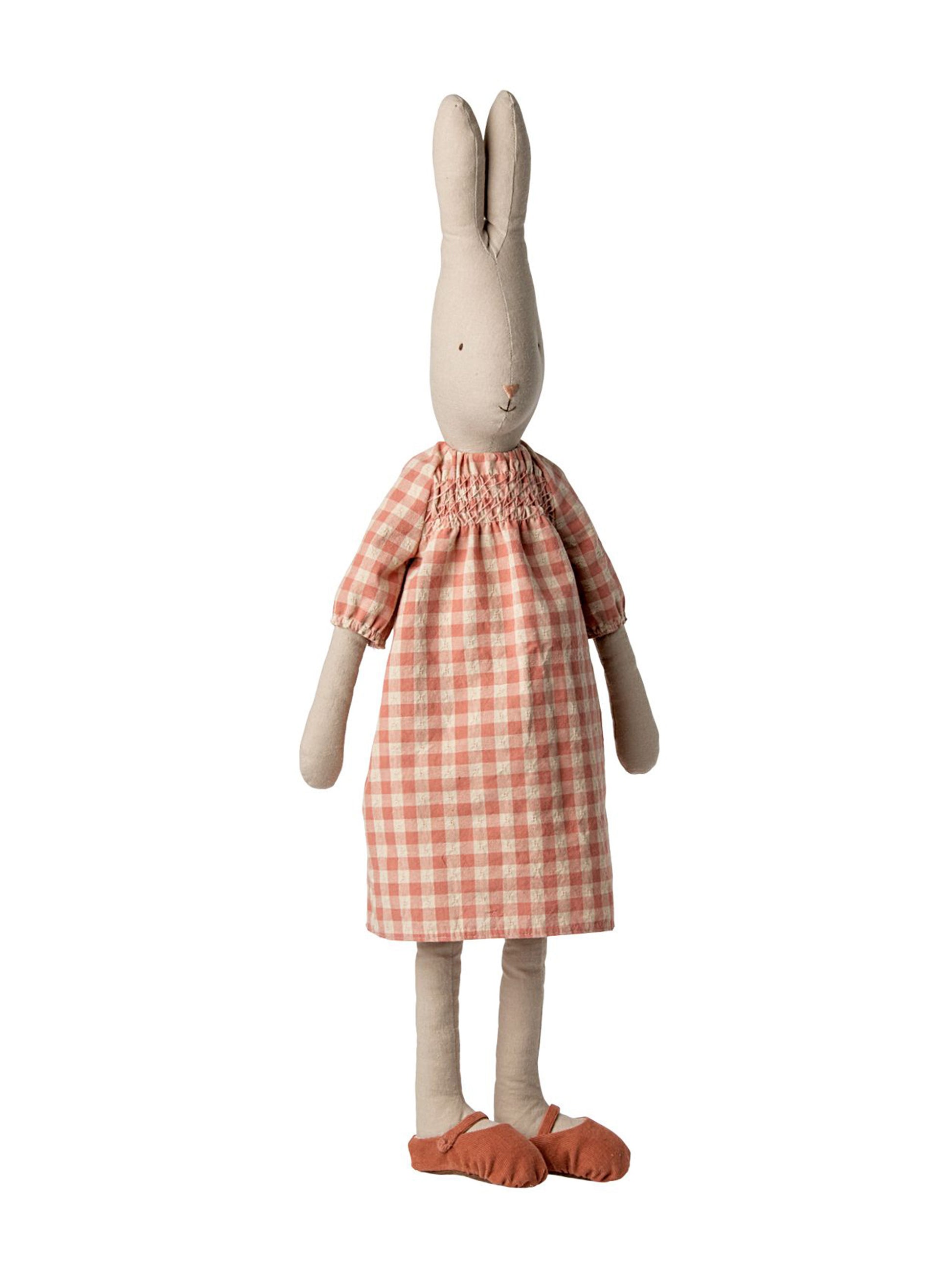 Maileg Rabbit Size 5 with Checkered Dress Weston Table