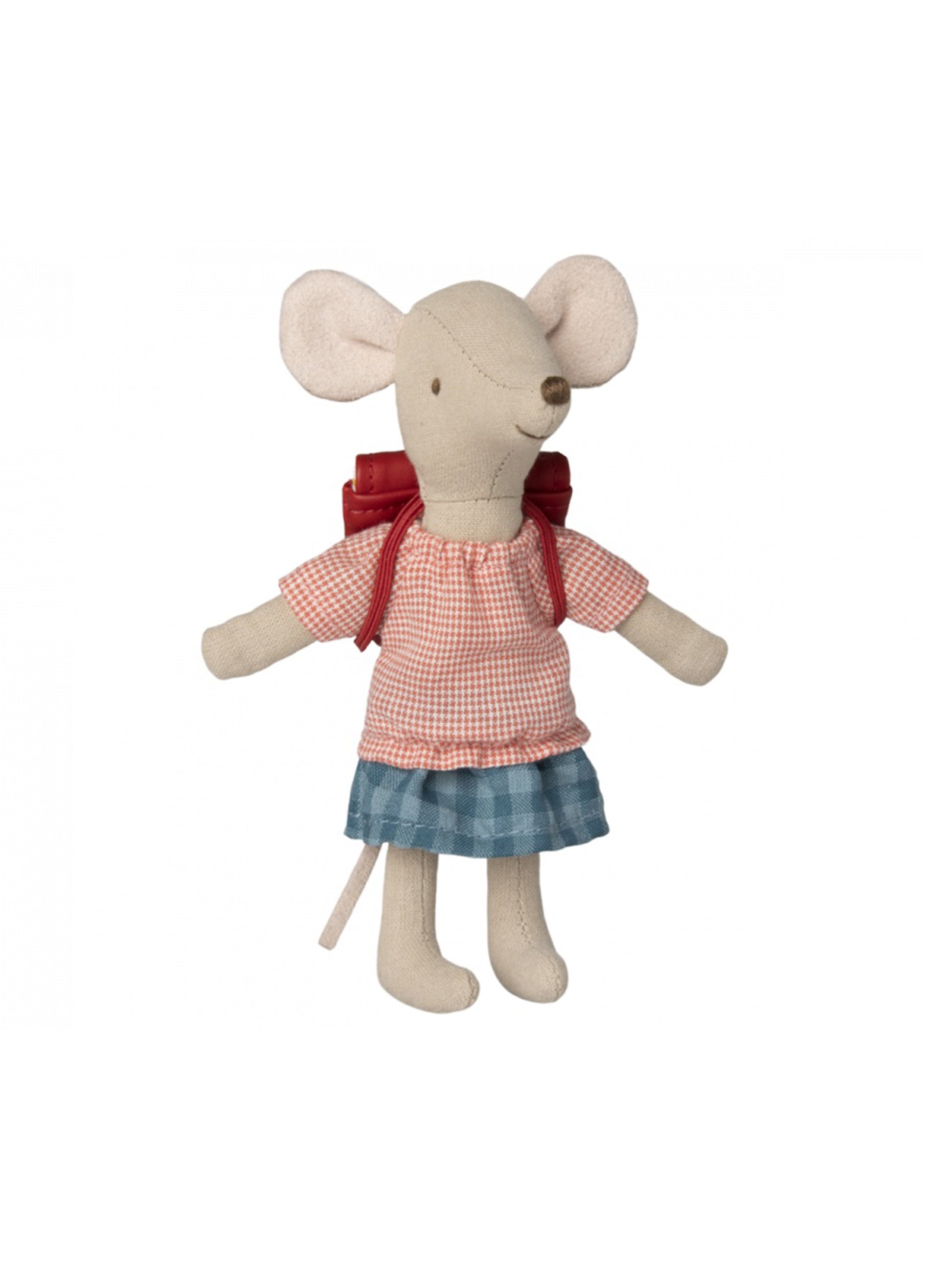 Maileg Tricycle Mouse Big Sister with Bag Red Weston Table