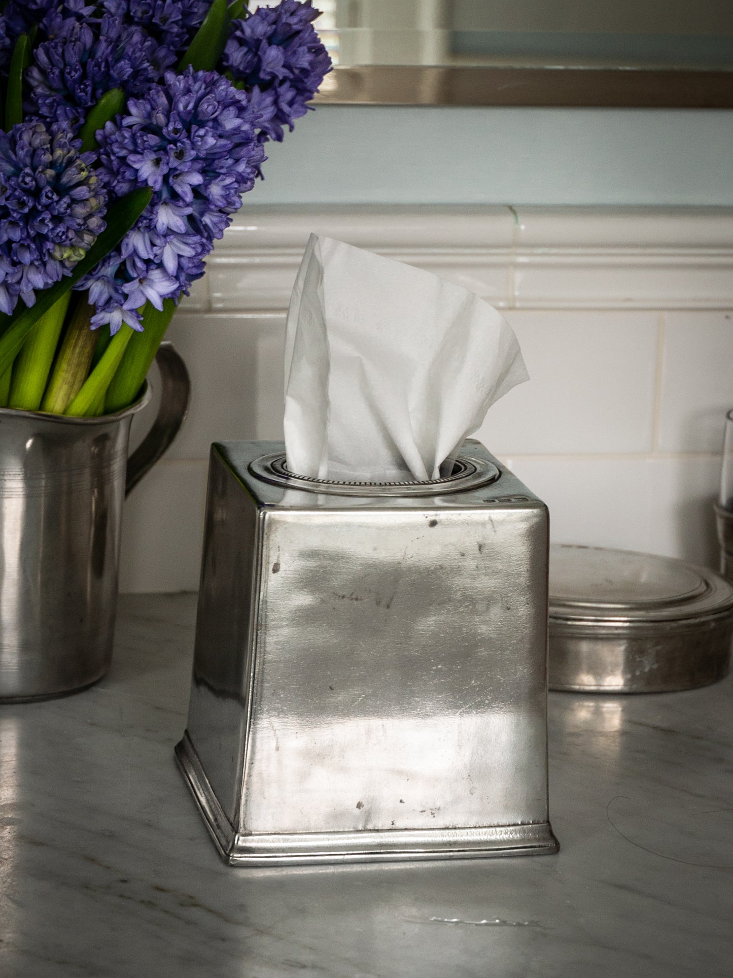 MATCH Pewter Square Tissue Box Weston Table