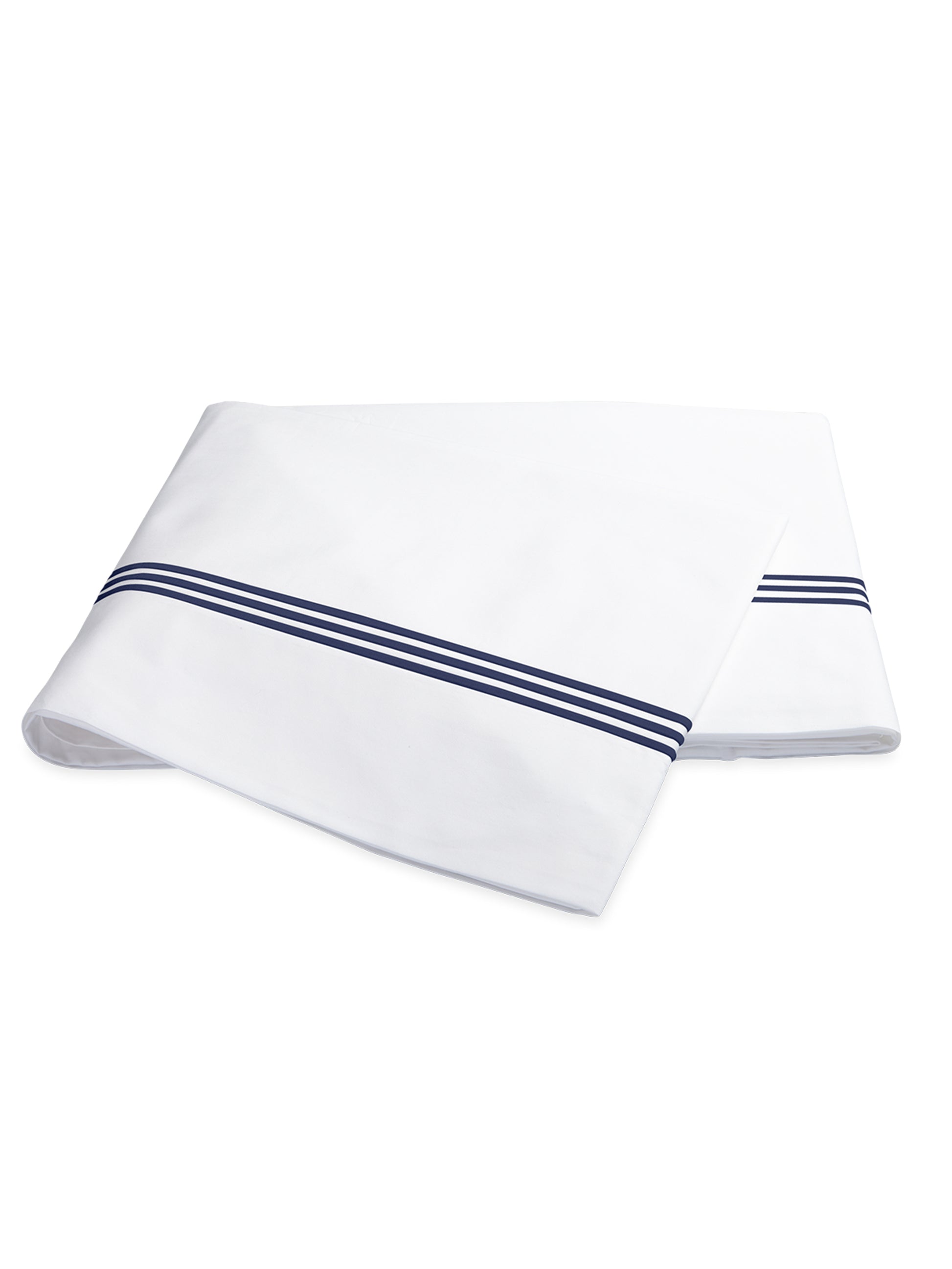 Matouk Bel Tempo Flat Sheet Navy Weston Table