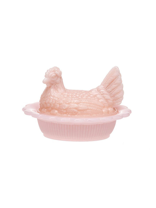 Copy of Mosser Glass Pink Hen on Nest Dish Weston Table