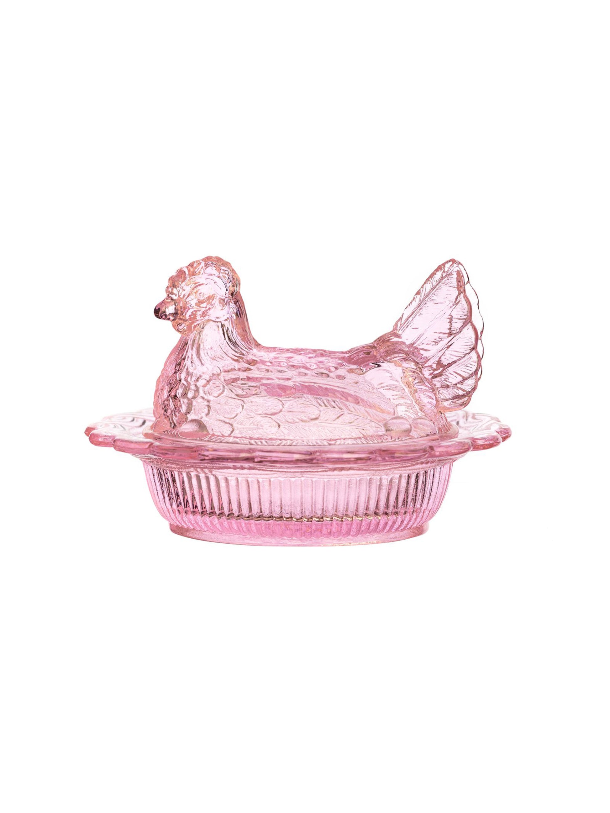 Mosser Glass Rose Hen on Nest Dish Weston Table