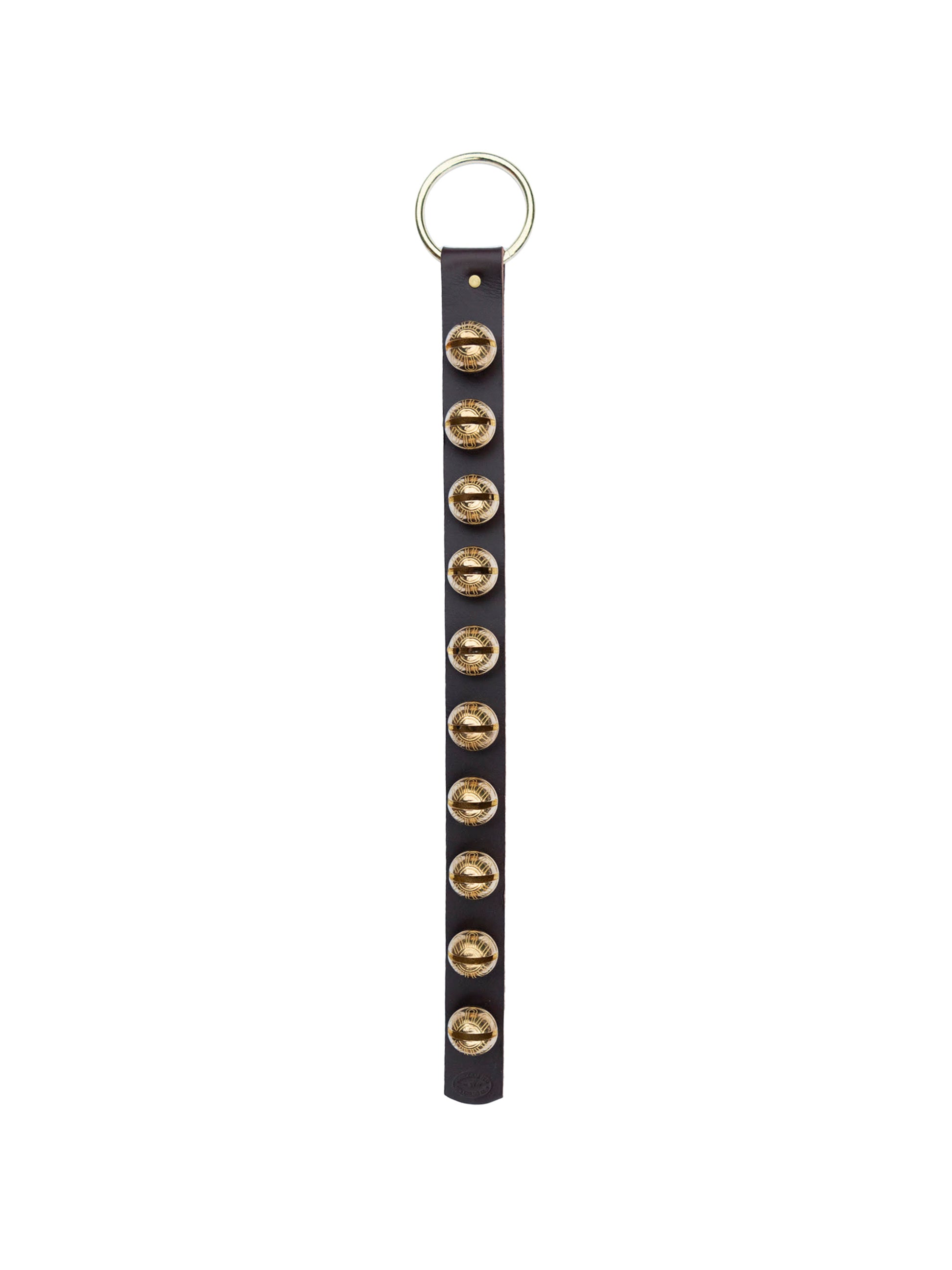New England Bells Traditional Strap Collection 10 Brass Bells Brown Strap Weston Table