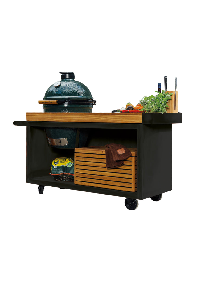 OFYR Kamado Table Black 135 PRO Teak Wood BGE Weston Table