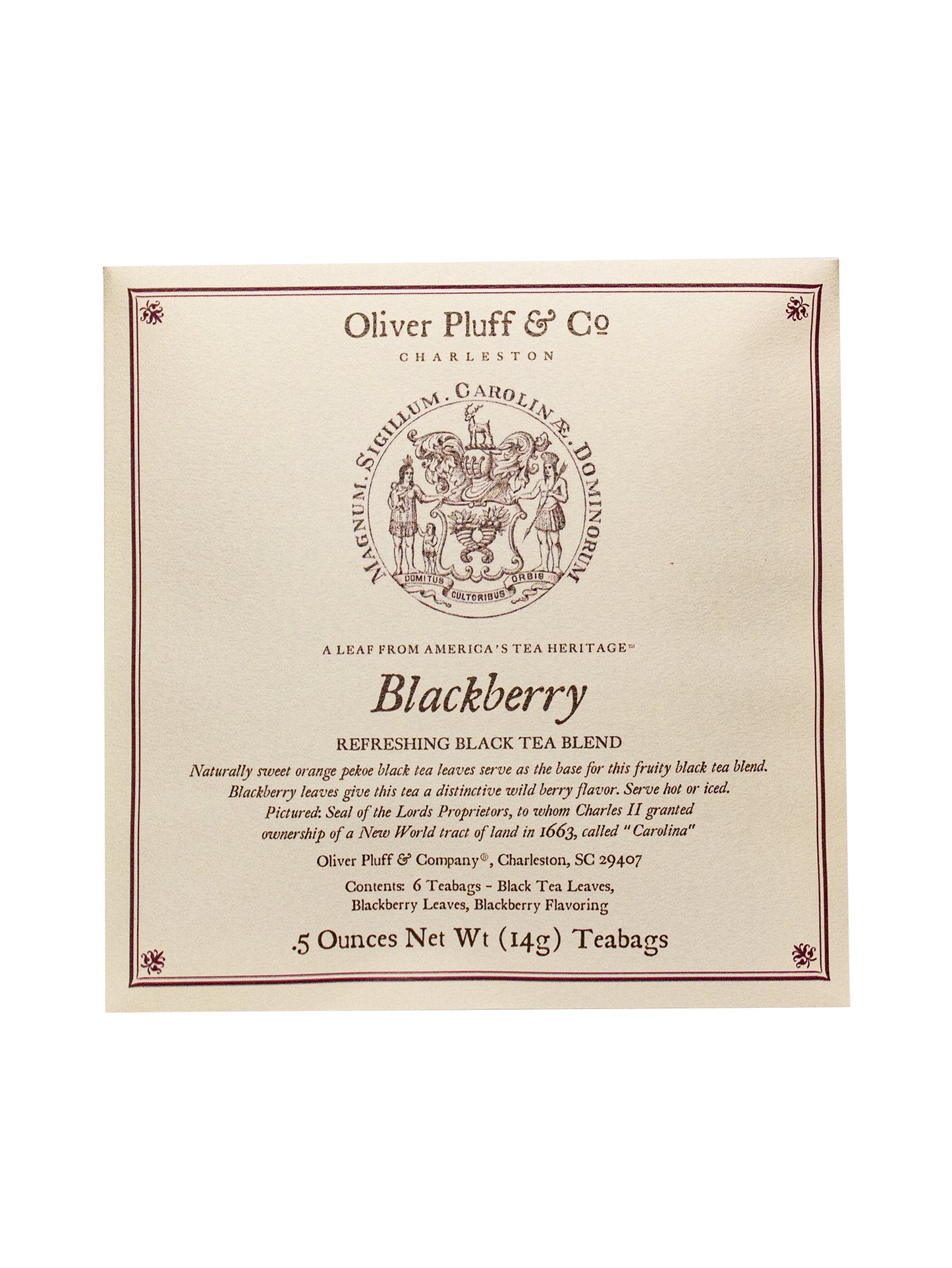 Oliver Pluff & Co. Blackberry Tea Bag Envelopes Weston Table