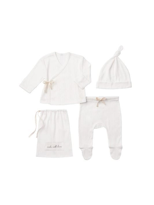 Organic White Floral Pointelle Layette Set Weston Table