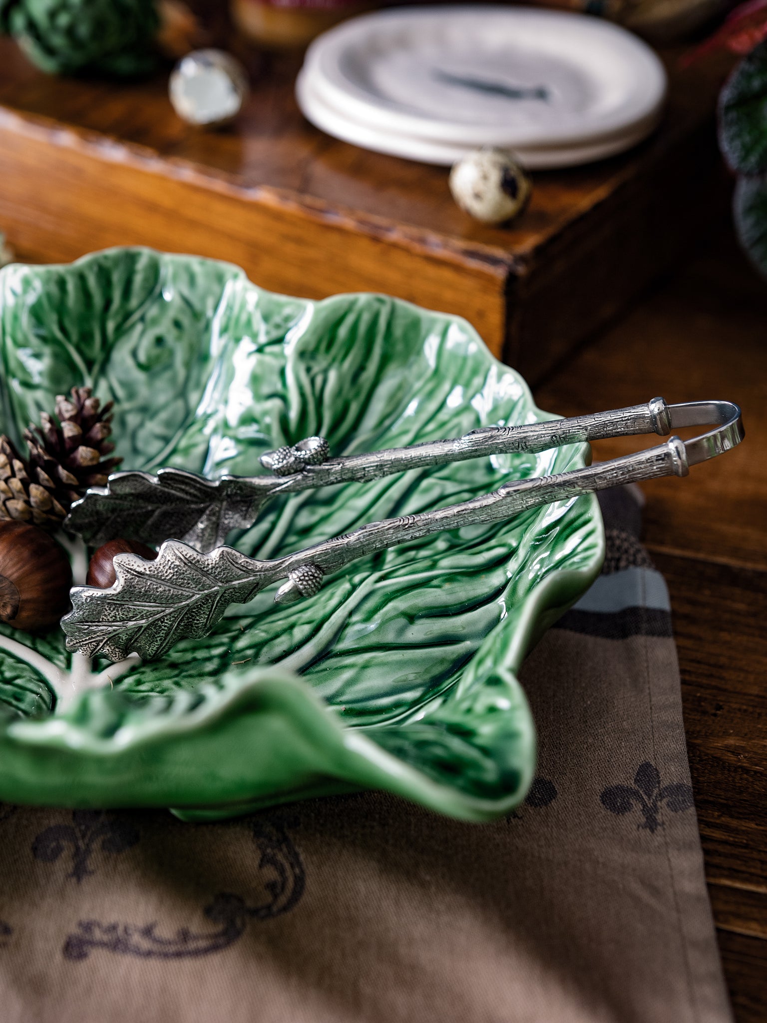 Pewter Oak Leaf Tongs Weston Table