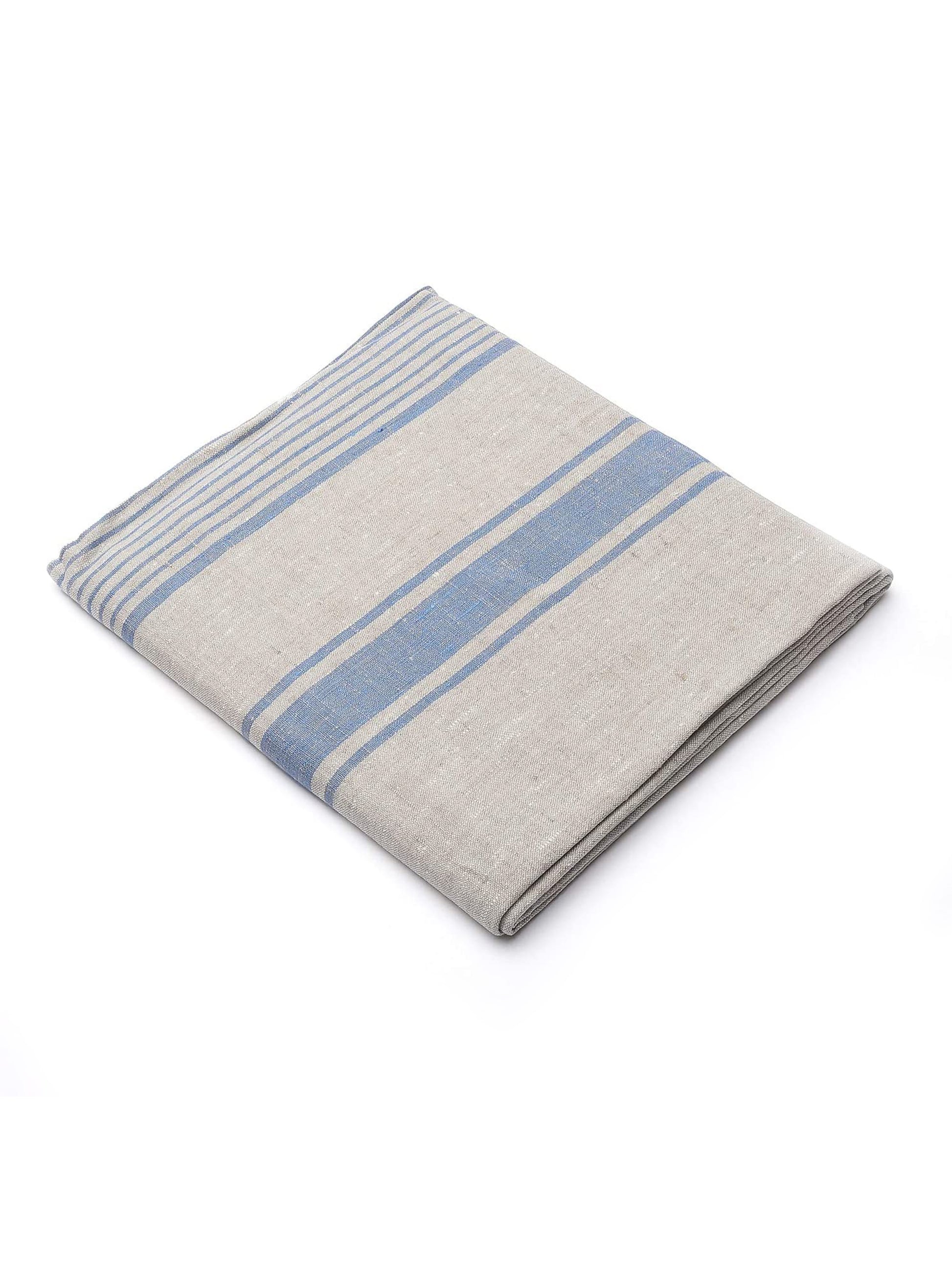 Provence Linen Collection Flax and Blue Stripe Tablecloth Weston Table
