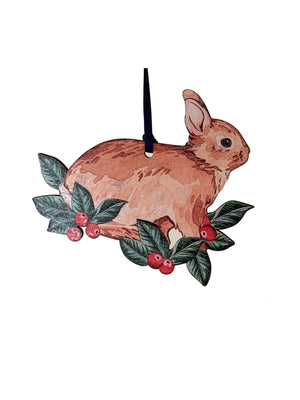  Rabbit Watercolor Birchwood Ornament Weston Table 
