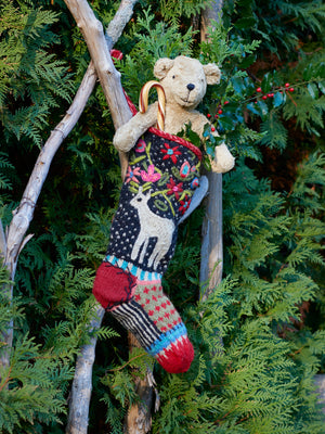  Reindeer Wool Knit Christmas Stocking Weston Table 