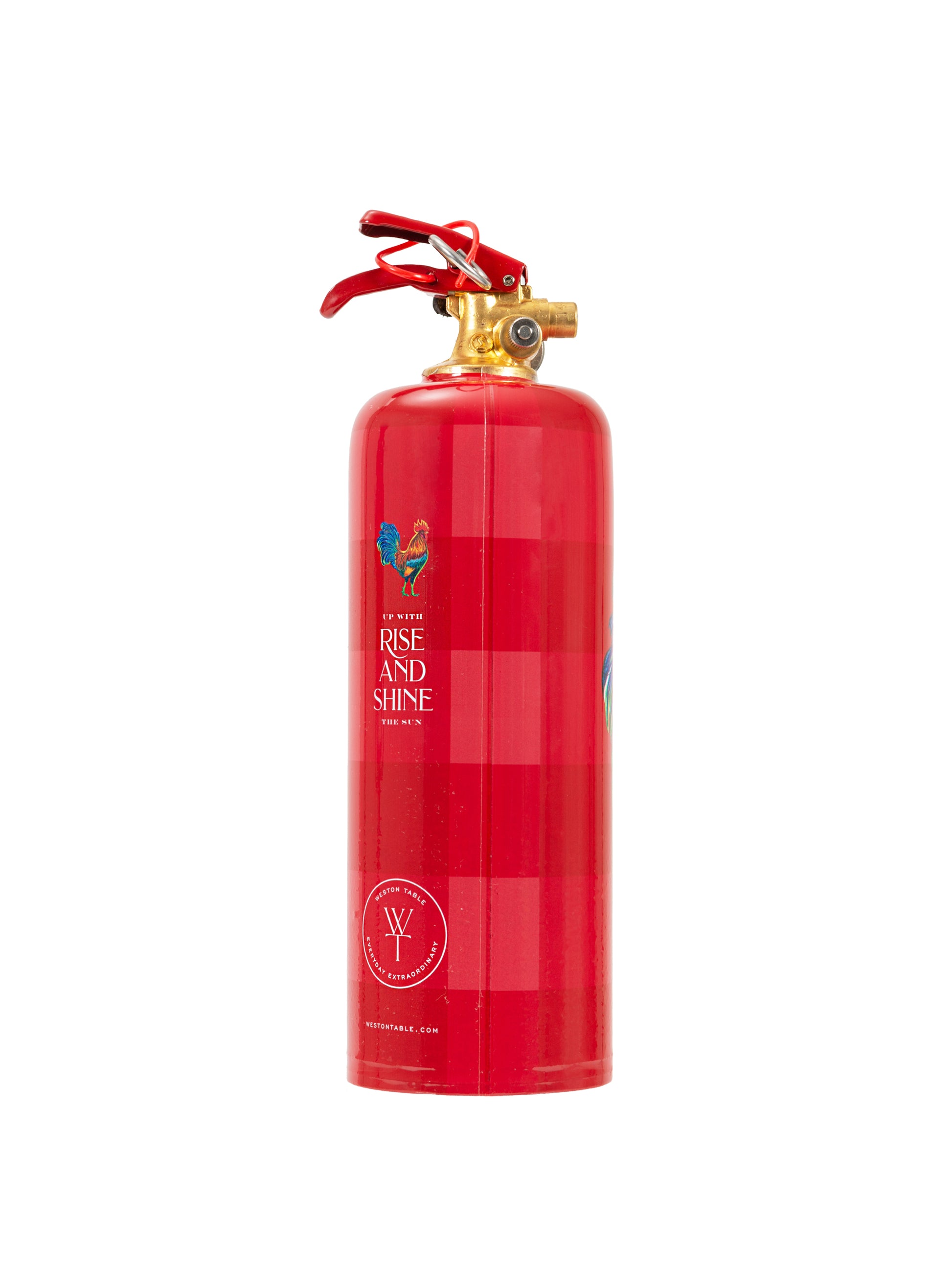 Rise and Shine Rooster Fire Extinguisher Weston Table