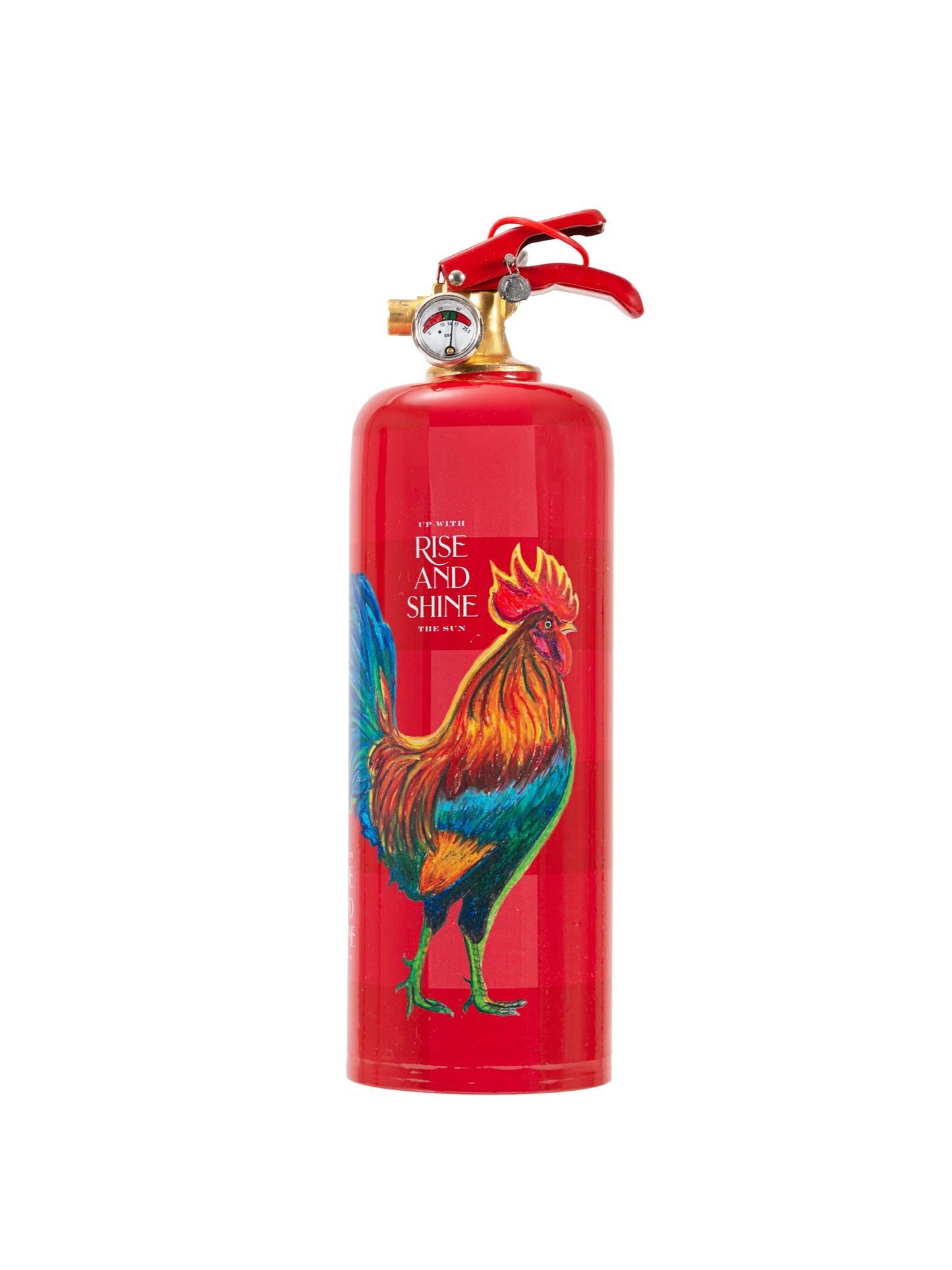 Rise and Shine Rooster Fire Extinguisher Weston Table