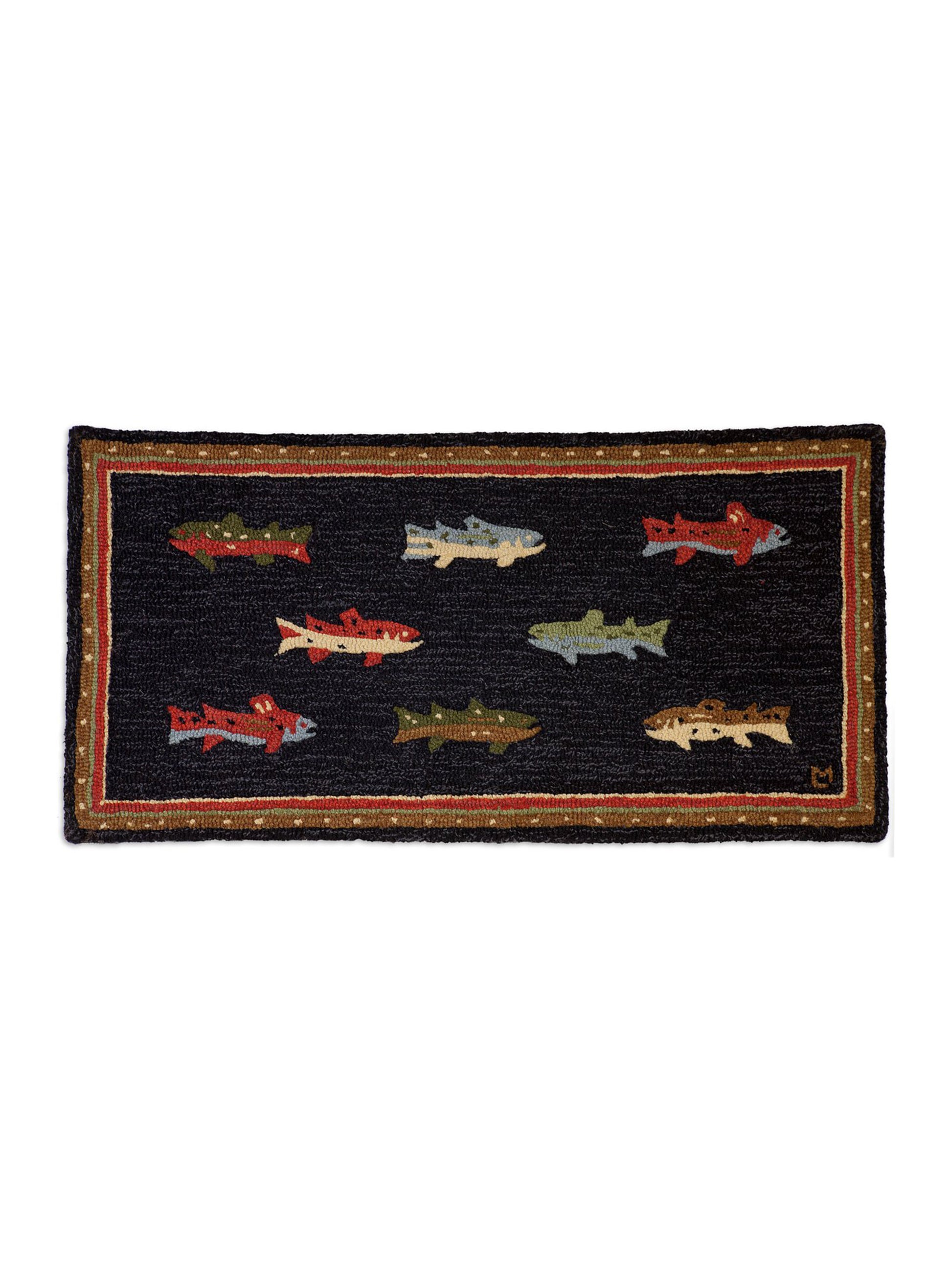 River Fish Hooked Wool Rug 2' x 4" Weston Table