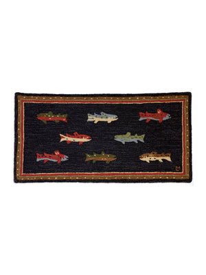  River Fish Hooked Wool Rug 2' x 4" Weston Table 