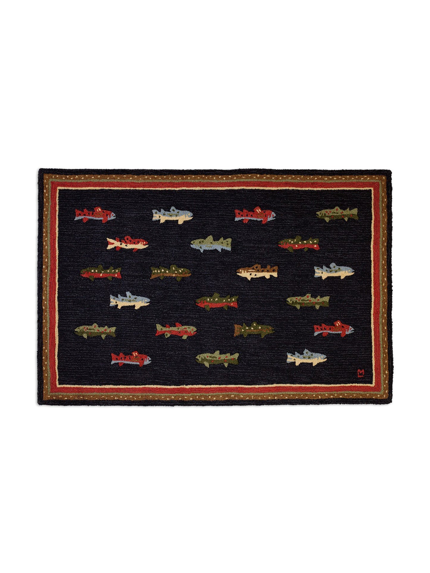 River Fish Hooked Wool Rug 4'x6' Weston Table