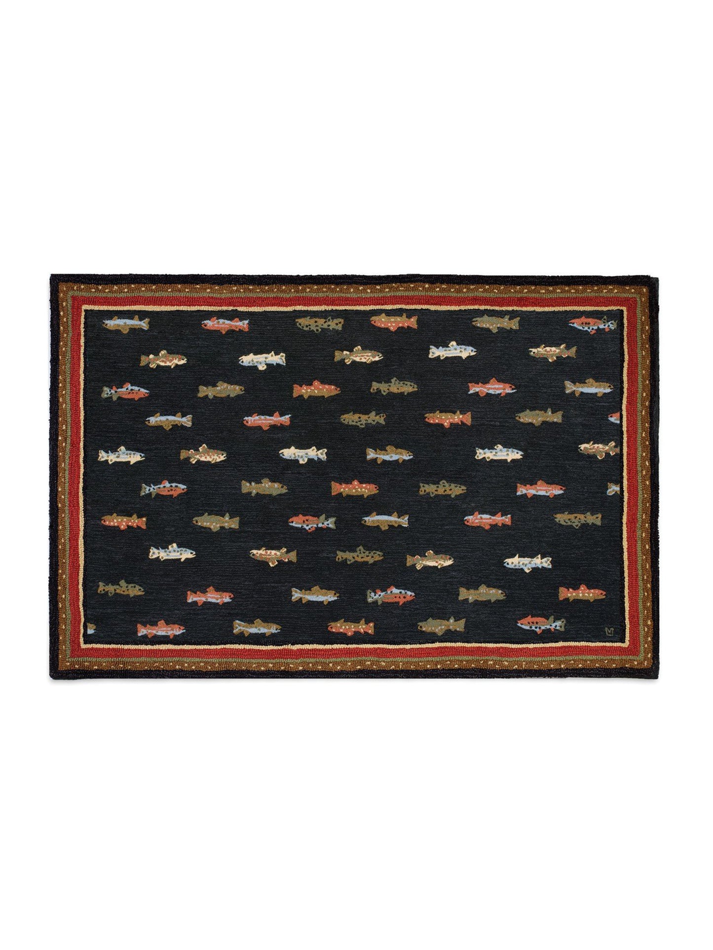 River Fish Hooked Wool Rug 6' x 9' Weston Table