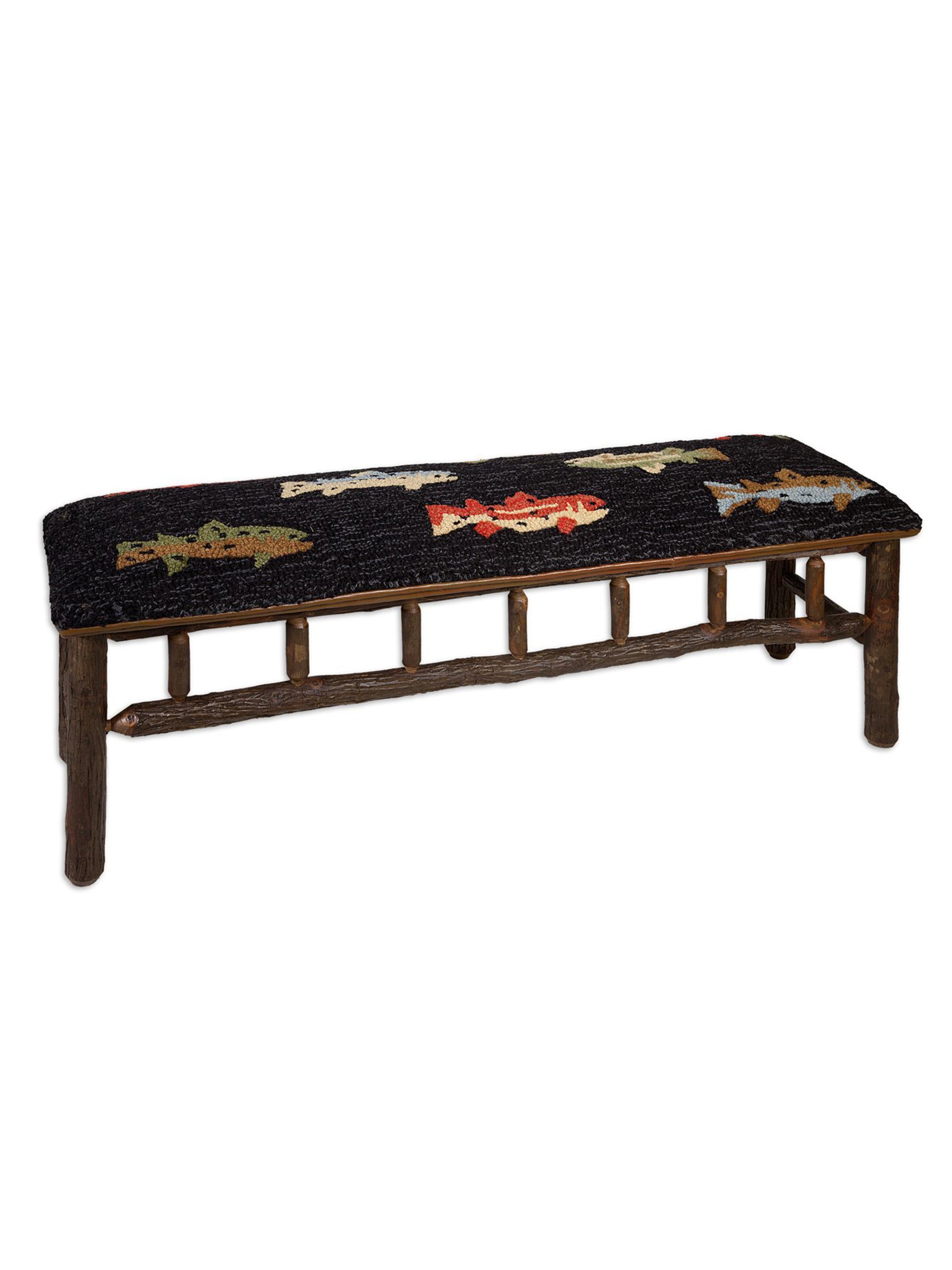 River Fish Hooked Wool Top Bench 15" x 48" Weston Table