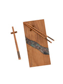 River Rock Inlay Sushi Board and Chopsticks Mesquite Weston Table